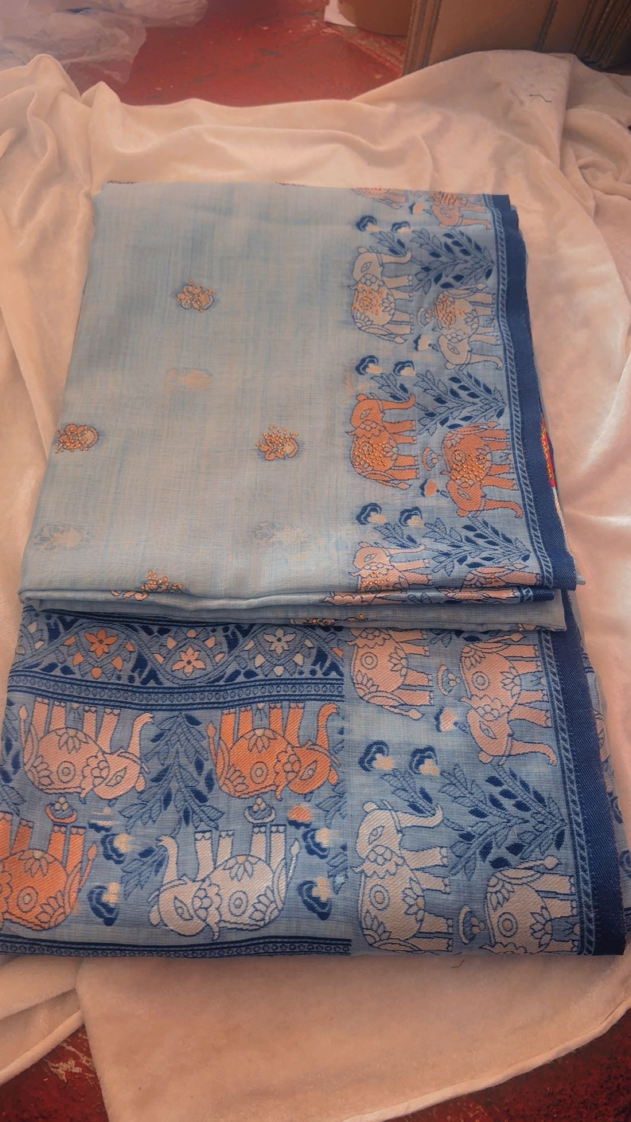 Sky Elephant Charm Saree