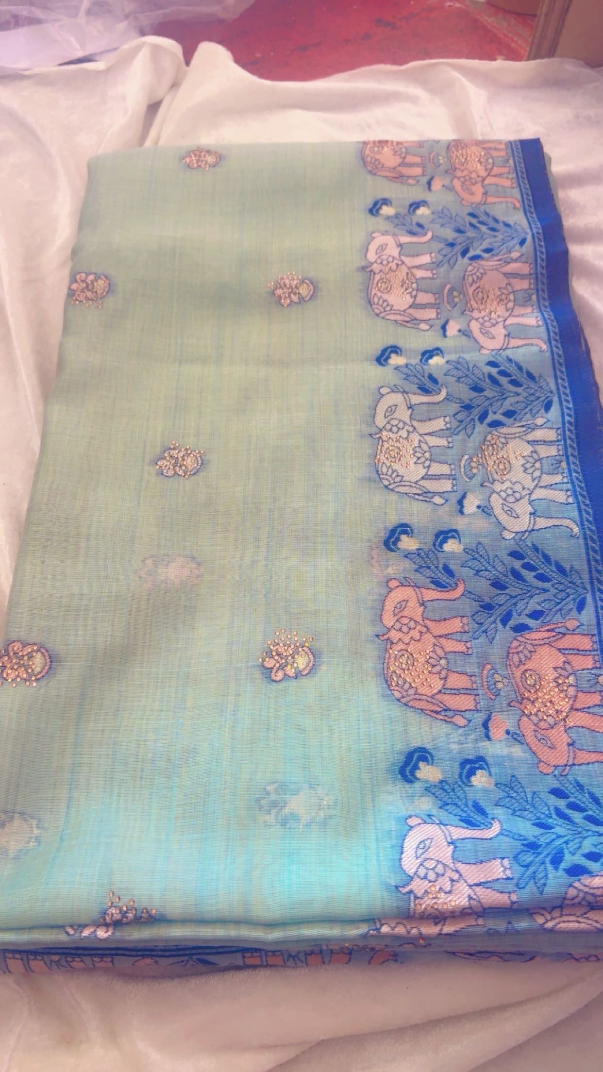 Mint Green Elephant Print