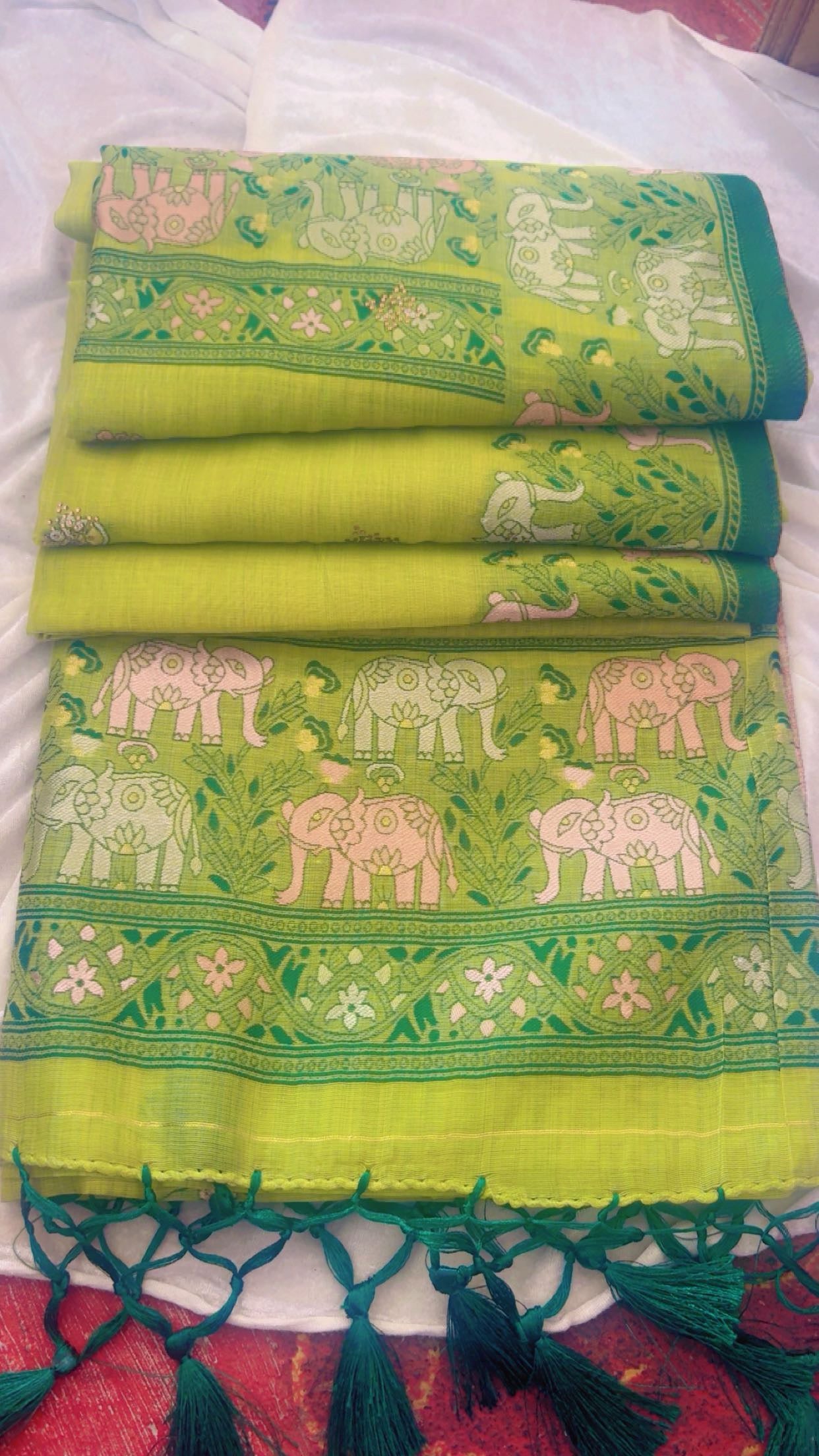 Parrot Green Saree