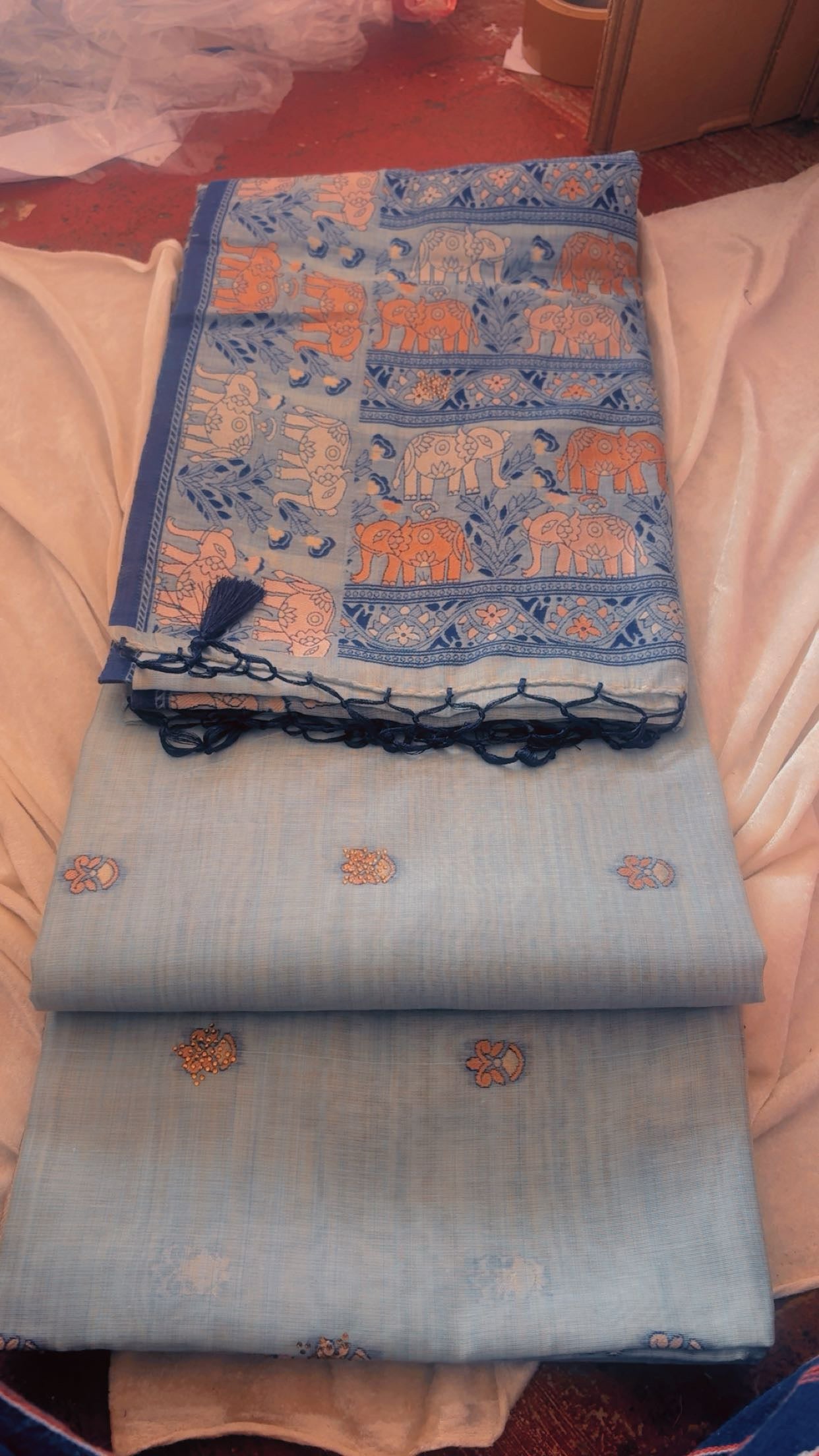 Sky Elephant Charm Saree