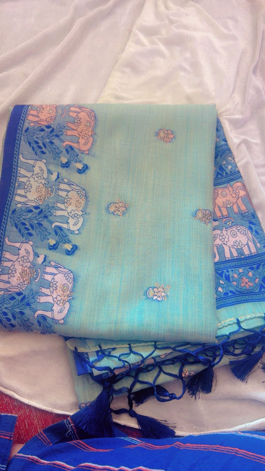 Mint Green Elephant Print
