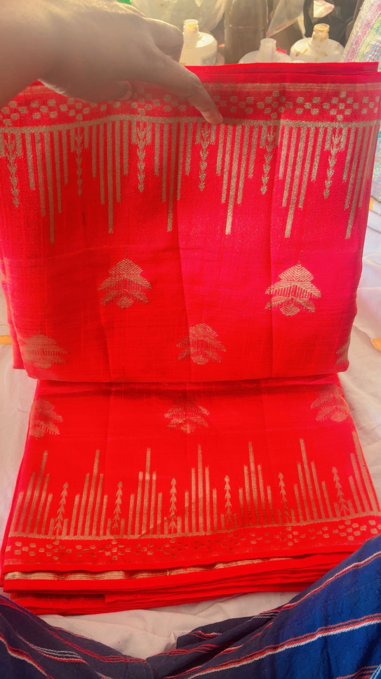 Bright Orange - Red Saree