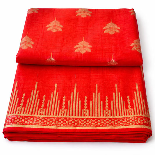 Bright Orange - Red Saree