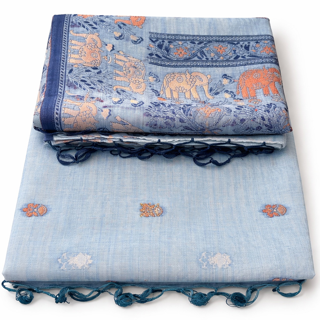 Sky Elephant Charm Saree