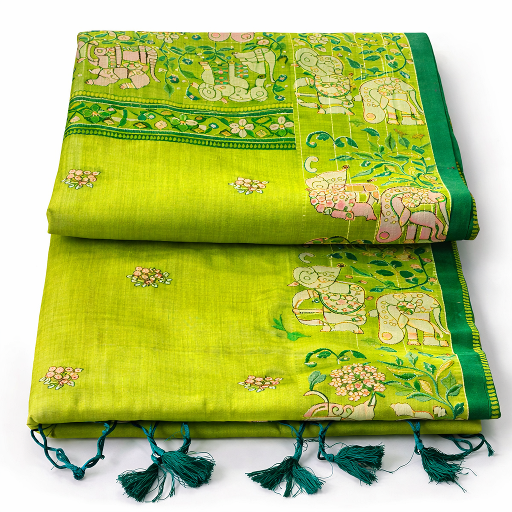 Parrot Green Saree
