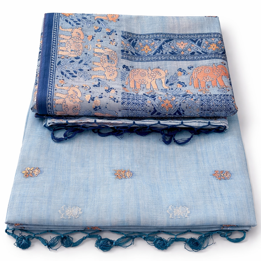 Royal Elephant Sky Blue Saree