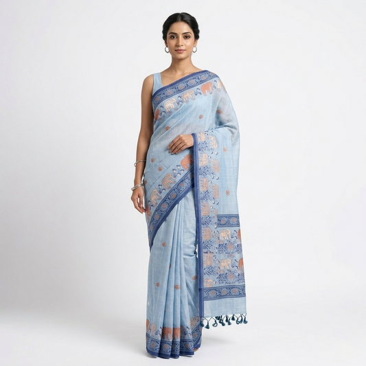 Sky Elephant Charm Saree