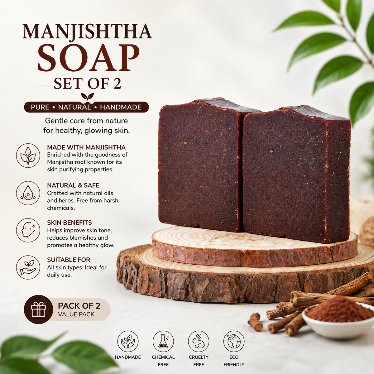 Manjistha Skin Whitening Soap (Set of 2)