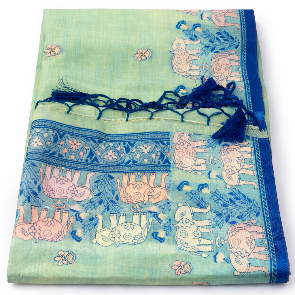 Mint Green Elephant Print