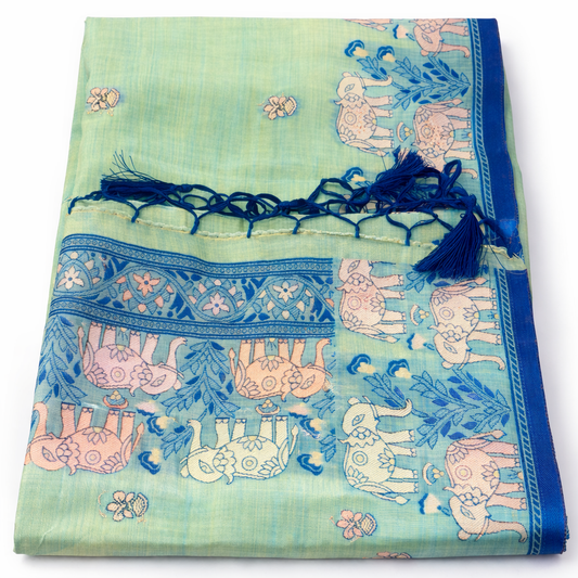 Mint Green Elephant Print