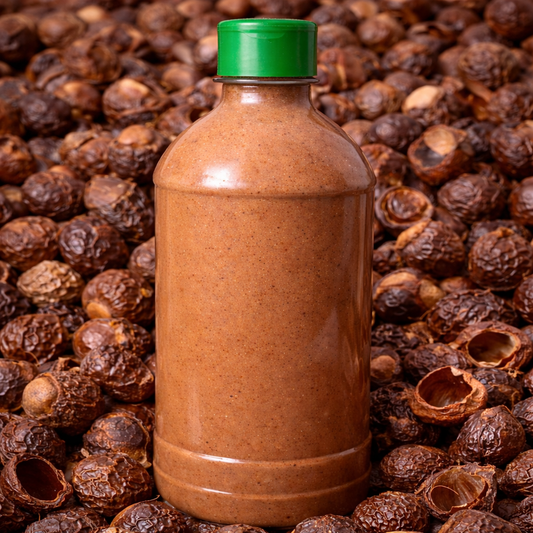 1 Liter bottle of Vidya G Naturals Soapnut Reetha Shampoo for natural hair cleansing and dandruff control