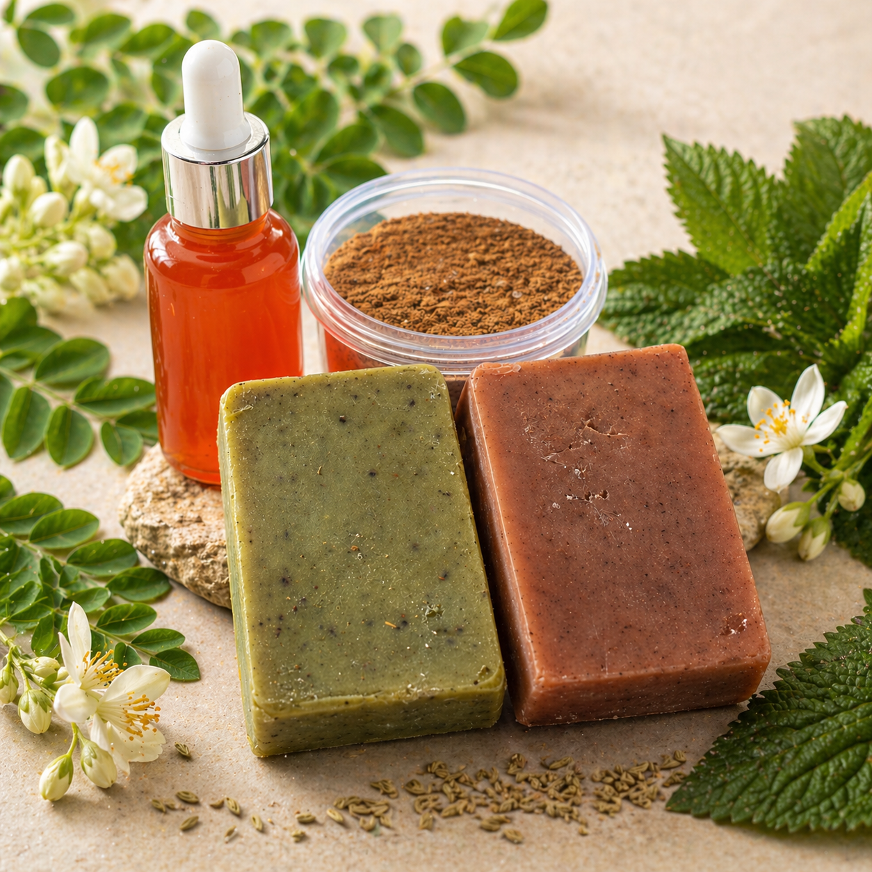 Face Whiting Kit – Manjistha & Kuppintaku Soaps, Face Glow Powder & Serum (set of 4)